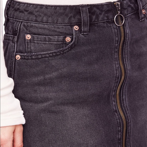Free People Zip Up Denim Mini Skirt - Picture 3 of 5
